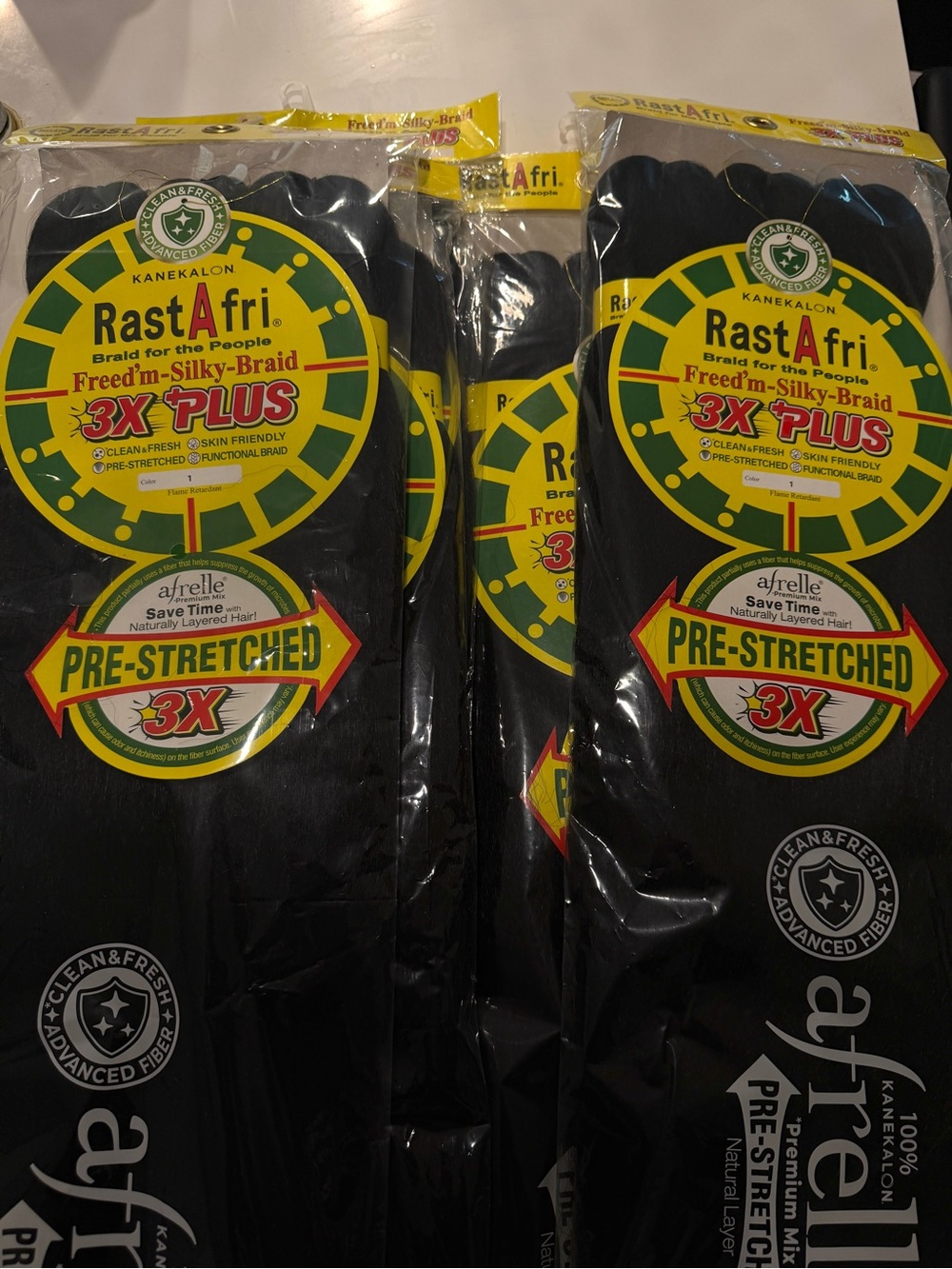RastAfri Freed'm Silky Braid Pre-Stretched Braiding Hair 54in Black 3X (5 Pack)